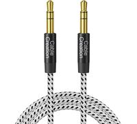 Câble auxiliaire 3.5mm, Câble audio stéréo 3,5mm (mâle à mâle), Câble jack Compatible avec iPhone,voiture, écouteurs, tablettes, Priva III etc. 0.9M/3FT, Noir & Blanc