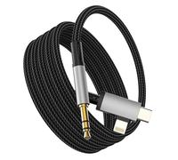 Câble auxiliaire adaptateur USB C vers jack Lightning pour iPhone 17 16 15 14 13 Pro Max pour Apple Compatible avec Samsung S25 S24 Casque audio de voiture 3,5 mm Câble audio répartiteur prise jack