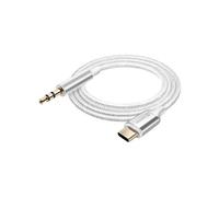 Câble auxiliaire audio USB C vers jack 3.5 mm Nylon Tressé 1.5m Blanc