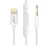 Câble Auxiliaire iPhone iPad iPod vers Jack 3.5mm avec Télécommande LinQ Blanc
