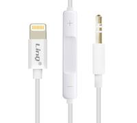 Câble Auxiliaire iPhone iPad iPod vers Jack 3.5mm avec Télécommande Blanc