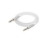 Câble auxiliaire Jack 3.5 mm compatible jack 3.5 mm Nylon Tressé 1.5m Blanc