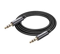 Câble auxiliaire Jack 3.5 mm compatible jack 3.5 mm Nylon Tressé 1.5m Swissten Noir