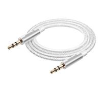 Câble auxiliaire Jack 3.5 mm compatible jack 3.5 mm Nylon Tressé 1.5m Swissten Blanc