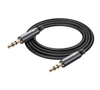 Câble auxiliaire Jack 3.5 mm compatible jack 3.5 mm Nylon Tressé 1.5m Swissten Noir