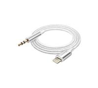 Câble auxiliaire Lightning compatible jack 3.5 mm Nylon Tressé 1.5m Swissten Blanc