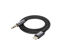 Câble auxiliaire Lightning compatible jack 3.5 mm Nylon Tressé 1.5m Noir