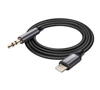 Câble auxiliaire Lightning compatible jack 3.5 mm Nylon Tressé 1.5m Swissten Noir