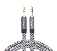 Câble auxiliaire pour Voiture (Son Hi-FI), câble auxiliaire de 3,5 mm à 3,5 mm/câble Audio stéréo/Casque pour chaîne stéréo, iPhone, iPod, iPad etc (1M, Argent)