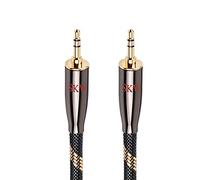 Câble auxiliaire SKW Audiophiles, câble Jack 3,5 mm avec câble Audio stéréo 6 mm pour subwoofer, Home cinéma, etc. (1M, Noir)
