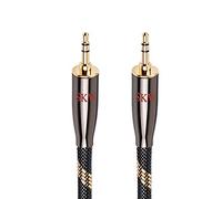 Câble auxiliaire SKW Audiophiles, câble Jack 3,5 mm avec câble Audio stéréo 6 mm pour subwoofer, Home cinéma, etc. (2M, Noir)