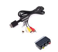 Câble AV + Adaptateur Péritel pour Playstation PS1 PS2 PS3 PS 1, 2 et 3 AV-Kabel + Scart-Adapter Noir