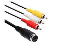 Câble AV for Console de 2e génération, Noir 1,8 m, Cordon Audio vidéo Composite, Standard 3 RCA mâle à mâle, Compatible avec Console de Jeu rétro