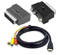 Câble AV mâle compatible HDMI 1080p avec adaptateur péritel vers 3 RCA phono
