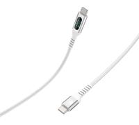 Câble avec écran LCD USB C/USB C 5A 1.2m Nylon Tressé PD 100W Blanc Bigben