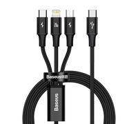 Baseus Câble 3-en-1 Type-C Rapid (CAMLT-SC01) Micro/Lightning/Type-C PD 20W 1,5 m Noir