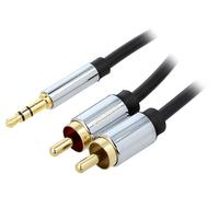 Câble BCFBJ mâle RCA x2, Jack 3,5mm 3pin mâle 5m noir VENTION