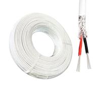 Câble Blindé Haute Température FEP 18AWG, 2 Core, Rouleau De 300 Pieds, Conducteur En Cuivre Plaqué Argent Calibre 18/2, Blindage Argenté Tressé, Fil Électrique 300 V/600 V, Blanc(0.5mm²)