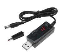 Câble Boosteur USB vers DC avec Écran LED 5V vers 9V/12V 0,8m pour Banque d'Alim. Et Routeur 5,5x2,1/3,5x1,35mm