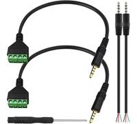 Câble Borne à Vis 3,5mm 1/8 Pouce Stéréo Audio TRRS Mâle Jack à 4 Broches Pôles Bornier écouteur Balun Connecteur Câble, pour Fils Audio avec Fonction Microphone, 2 Pièces