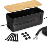 Cable Box ¿ Cable Storage Box Kit ¿ Power Strip Cover ¿ Storage Box for Charger and Power Strip Cables ¿ 34 x 14 x 12 cm ¿ Black
