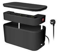 Cable box - Cache-câble avec prise de dérivation + chargement USB-A/USB-C Noir