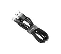 cable cafule cordon nylon durable usb / lightning qc3.0 2.4a 1m noir-gris (calklf-bg1)