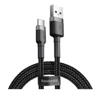 Baseus Câble USB-A vers USB-C CATKLF-UG1, 3 m, Charge rapide 2A, Nylon tressé Gris/Noir
