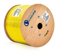 Câble Cat6a Plenum (CMP) de 300 m | 100 % cuivre nu massif | 750 MHz, 23 AWG, 4 paires torsadées non blindées (UTP) | Bobine de câble Ethernet 10 Gigabit haute bande passante testée (jaune)