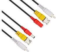 Câble CCTV BNC, RCA, DC Cordon d'alimentation Audio vidéo, rallonge coaxiale pour CCTV DVR Surveillance Systèmes de sécurité, connecteurs (2X BNC Femelle, 2X RCA mâle, 2X DC 2.1mm mâle à Femelle) 5m