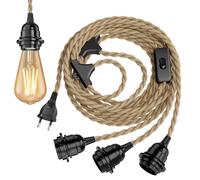 Câble chanvre / câble textile LEKA prise interrupteur beige naturel 8 m