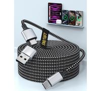 Câble Charge Extra Long pour iPhone 5M, 60W Fast Charging Cable USB-C and Lightning 3-in-1 Cable 16ft Braided Multi Charger Cable Lightning/Type C/USB C for iPhone 16/15/14, iPad, Samsung, Android