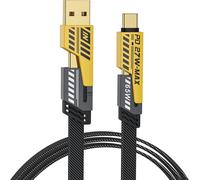 Cable Chargeur Multi USB 4 en 1 :Universel Cable Multi Embout Charge Rapide, 1.2M Nylon USB Cable Chargement QC 65W/ PD 27W Cable Compatible avec iPhone Samsung Galaxy Huawei Google MacBook iPad