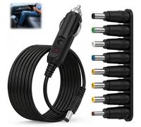 Câble Chargeur Voiture 12V avec 8 Embouts DC 5.5 x 2.1 mm, Adaptateur Allume Cigare Universel pour Routeur, Caméra IP, LED, Haut-Parleurs, Boîtiers TV et Autres Appareils 12V, Fusible et Voyant LED