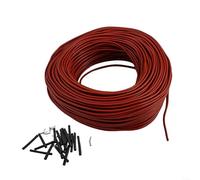 Câble chauffant en fibre de carbone 12 K 33 ohm/m - Isolation en caoutchouc de silicone - Limite de 200 °C - Rouge - 10-100 m (100 m)