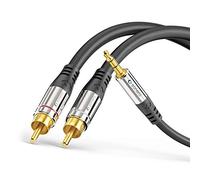 Sonero Câble cinch Premium 10 m, 2x câble cinch vers jack 3,5 mm, câble audio, chaîne hi-fi, AUX, noir