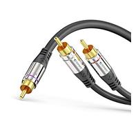 Câble Cinch sonero® Premium 5 m, 1x Cinch vers 2X Cinch, câble Audio en Y, Caisson de Basses, chaîne Hi-FI, amplificateur, Noir