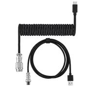 Câble Clavier Enroulé USB C pour Clavier Mécanique, Câble TYPE-C vers USB-A | 3M Câble Spirale Double Manchon, avec Connecteur Aviateur en Métal Détachable, pour Gaming, Charge Rapide et Données