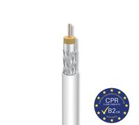Câble coaxial extérieur blanc CU/CUSN CPR B2CA 100 m 413910 bobine de télévis...