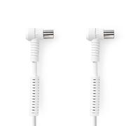 Câble coaxial | IEC (Coax) mâle | IEC (Coax) femelle | Nickelé | 120 dB | 75 Ohm | Quatre blindages | 1.50 m | Rond | PVC | Blanc | Emballé