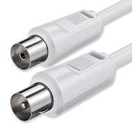 Câble coaxial mâle-femelle 70 dB,HDTV,DVB-T2/C/S,décodeur,radio,75 Ohm,pour télévision,TNT,satellite,compatible avec Smart TV et équipements audio,2,50 m,blanc