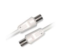 Câble Coaxial mâle /femelle 9,52mm + 1 adaptateur mâle/mâle 5 m Blanc