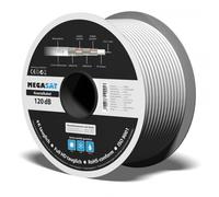 Câble coaxial Megasat 120 dB, 120dB, 100 m, 7,2 mm, 4 brins blindés, Blanc