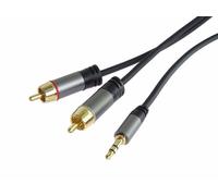 PremiumCord Câble jack stéréo HQ 3,5 mm vers 2 fiches Cinch blindé connecteurs métalliques M/M 3 m