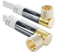 cable, coaxial & satellite cable, 90° angled ¿ 2 m ¿ TV cable with F connector, shielded, strong metal connectors (white, suitable for HDTV, DVB-T, DVB-C, DVB-S2)