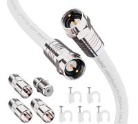 Cable Coaxial TV RG6-Cable Antenne TV 2m avec Connecteurs 75 OHM-Câble TV Numériquey,Premium à Haut Débit,Pour Internet Parabole Satellite-Cable tele Inclut 4 Adaptateur Antenne TV