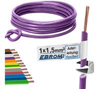 Câble conducteur flexible - 1,5 mm² - Gaine en PVC - H07V-K 1,5 mm² - Couleur : violet - Plusieurs longueurs disponibles par incréments de 5 m - Longueur : 20 m