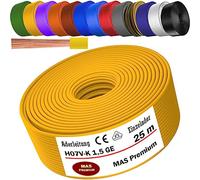 Câble conducteur H07 V-K de 5 à 100 m - 1 x 1,5 mm² - Flexible - Fil simple (jaune, 25 m).