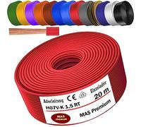 Câble conducteur H07 V-K de 5 à 100 m - 1 x 1,5 mm² - Noir bleu-clair vert/jaune vert rouge bleu-foncé marron orange gris blanc violet bleu-outremer ou jaune Fil simple flexible (rouge, 20 m)