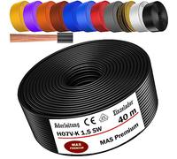 Câble conducteur H07 V-K de 5 à 100 m - 1 x 1,5 mm² - Noir bleu-clair vert/jaune vert rouge bleu-foncé marron orange gris blanc violet bleu-outremer ou jaune Fil simple flexible (noir, 40 m)
